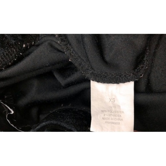 Kendall & Kylie Black Crushed Velvet Ankle Leggings Pants Elastic Waist Size XS - Picture 7 of 8